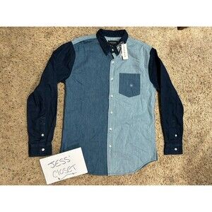 Pacsun Size Medium Long Sleeve Button Down Denim Shirt Top New Y2K
